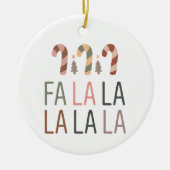 Fa La Kerstmis Retro Boho Boom Candycane Keramisch Ornament (Voorkant)