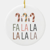 Fa La Kerstmis Retro Boho Boom Candycane Keramisch Ornament (Achterkant)