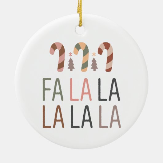 Fa La Kerstmis Retro Boho Boom Candycane Keramisch Ornament (Achterkant)