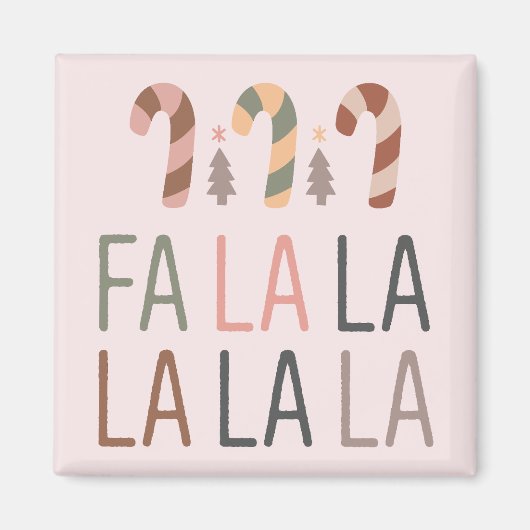 Fa La Kerstmis Retro Boho Boom Candycane Magneet (Voorkant)