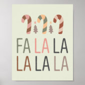 Fa La Kerstmis Retro Boho Boom Candycane Poster (Voorkant)