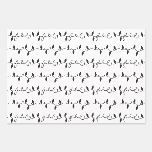 Fa La kerststring lampjes zwart wit en goud Inpakpapier Vel (Voorkant)