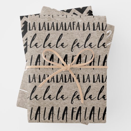 FA LA Kraft Paper & Black Typographic Kerstmis (In situ)