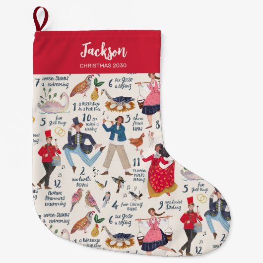 Fa La La 12 dagen kerst Ecru Grote Kerstsok (Voorkant)