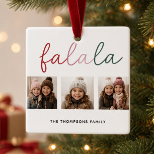 Fa La La 3 Foto Persoonlijke Kerstmis Familie Keramisch Ornament