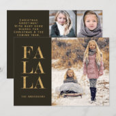 Fa la la 4 Fotocollage Rustieke vakantie Flat Kaar Feestdagenkaart (Voorkant / Achterkant)