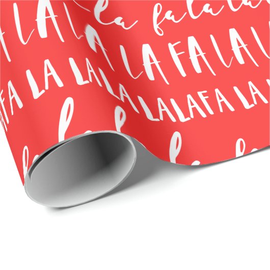 FA LA LA Black & Red Typographic Kerstmis Cadeaupapier (Rol Hoek)