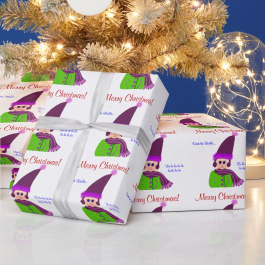 Fa La La Blauwogige Plum Pet Meisje Kerst Cadeaupapier (Feestdagen)