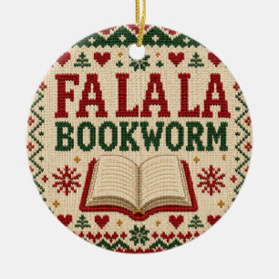 Fa la la Boekenwurm Lelijke Kersttrui 2026 Keramisch Ornament