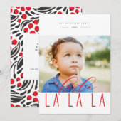 Fa La La Bold Berry Red Holiday Fotokaart Feestdagenkaart (Voorkant / Achterkant)