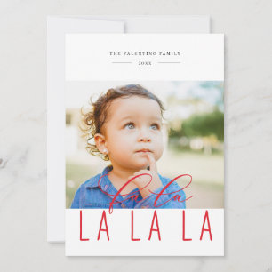 Fa La La Bold Berry Red Holiday Fotokaart Feestdagenkaart