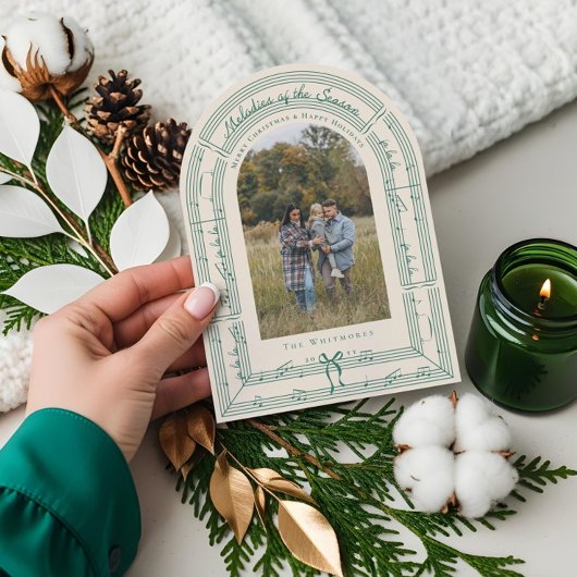 Fa La La Bow Bladmuziek Boog Foto Kerst Kaart