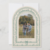 Fa La La Bow Bladmuziek Boog Foto Kerst Kaart (Voorkant)