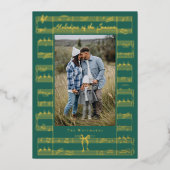 Fa La La Bow  Bladmuziek Foto Kerst Folie Feestdagenkaart (Voorkant)