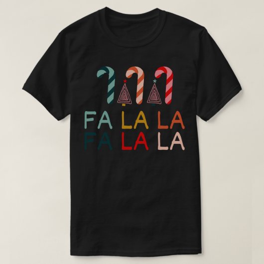 Fa La La Christmas Candy Cane T-shirt (Design voorkant)