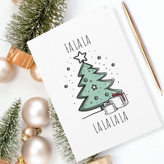 Fa la la Christmas Doodle Feestdagen Kaart