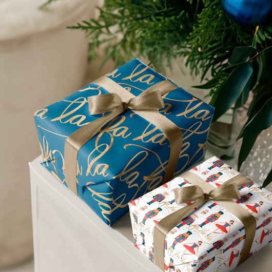 Fa la La Christmas Notenkraker Karakters Inpakpapier Vel