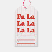 Fa La La Christmas Playful Striped Cadeaulabel (Voorkant)
