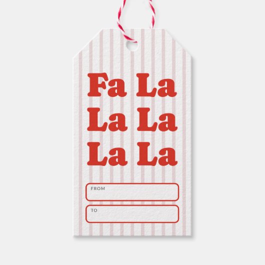 Fa La La Christmas Playful Striped Cadeaulabel (Voorkant)