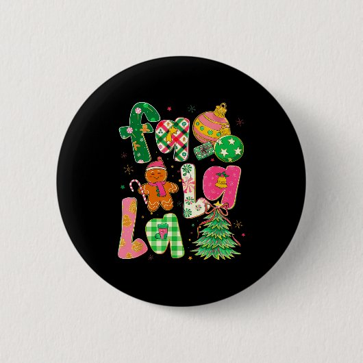 Fa La La Coquette Christmas Gingerbread Tree Ronde Button 5,7 Cm (Voorkant)