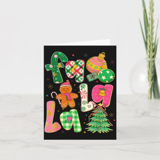 Fa La La Coquette Kerst Gemberbrood Boom Kaart (Voorkant)