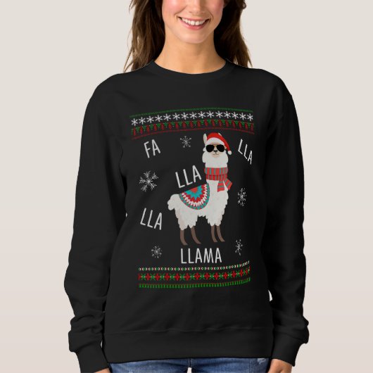 Fa La La Cute Llama Lelijke Kersttrui Meisje Trui (Voorkant)