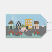 Fa la la Cute Town Kerstboom op Roze Auto Cadeaulabel