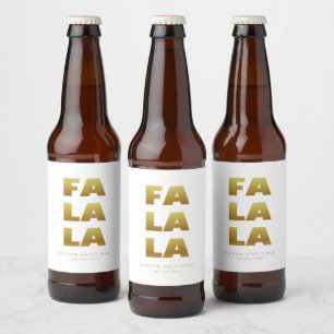 Fa La La Eenvoudig Kerstmis Wit & Goud Bier Etiket
