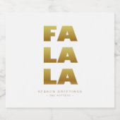 Fa La La | Eenvoudig Kerstmis Wit & Goud Bier Etiket (Enkel label)