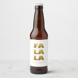 Fa La La | Eenvoudig Kerstmis Wit & Goud Bier Etiket