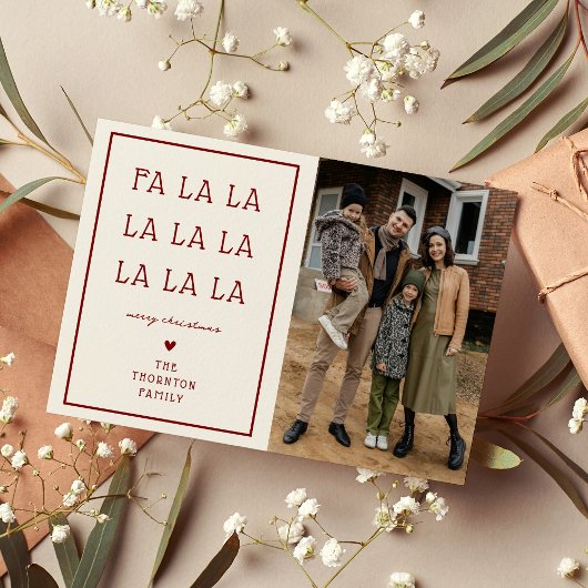 FA LA LA Eenvoudige Foto Kerstkaart