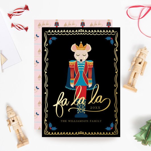 Fa La La Elegant kerstmuis King Ballet Black Folie Feestdagenkaart