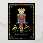 Fa La La Elegant kerstmuis King Ballet Black Folie Feestdagenkaart (Voorkant)