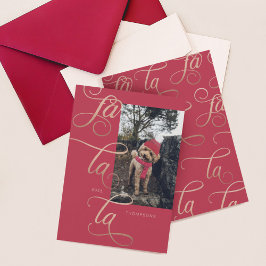 Fa La La Elegant Roos Gold Calligraphy Dog Scarf Feestdagenkaart