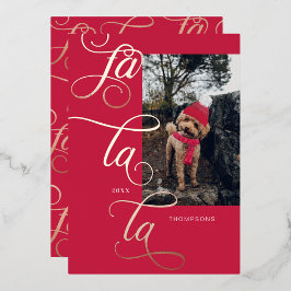 Fa La La Elegant Roos Gold Calligraphy Dog Scarf Folie Feestdagenkaart