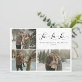 Fa La La Elegant Script Family Photo Feestdagenkaart (Staand voorkant)