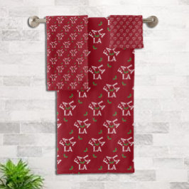 Fa la la feestelijke Holly Christmas Bad Handdoek