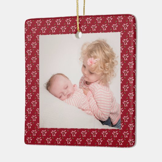 Fa la la feestelijke Holly Christmas Keramisch Ornament (Links)