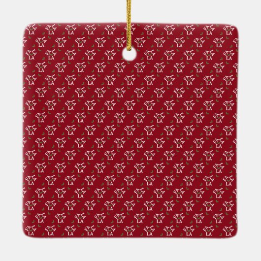 Fa la la feestelijke Holly Christmas Keramisch Ornament (Achterkant)