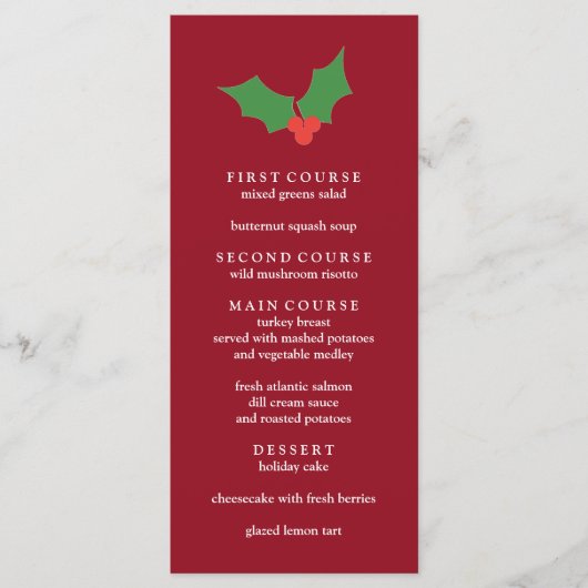 Fa la la feestelijke Holly Christmas Menu (Voorkant)