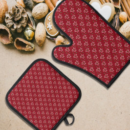 Fa la la feestelijke Holly Christmas Ovenwant & Pannenlap Set