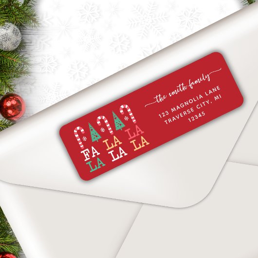 fa la la feestelijke kerst retouradres etiket