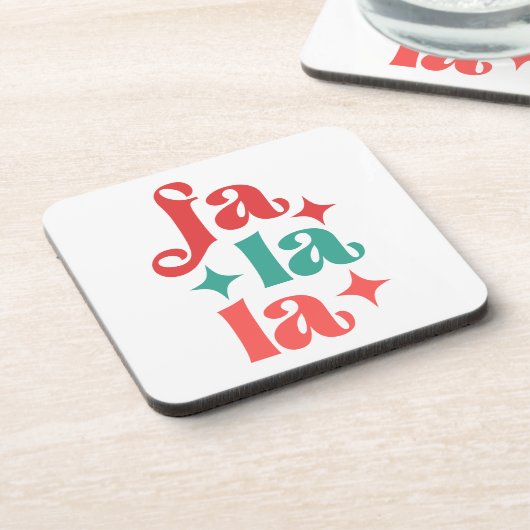 Fa La La - Feestelijke Vakantie Typografie Design Bier Onderzetter (Linkerzijde)