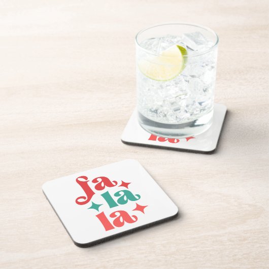 Fa La La - Feestelijke Vakantie Typografie Design Bier Onderzetter (Rechterzijde)