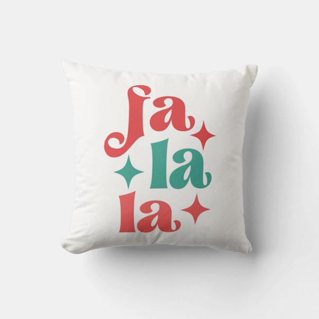 Fa La La - Feestelijke Vakantie Typografie Design Kussen (Voorkant)