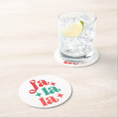 Fa La La - Feestelijke Vakantie Typografie Design Ronde Kartonnen Onderzetter (Insitu)