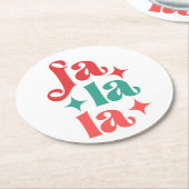 Fa La La - Feestelijke Vakantie Typografie Design Ronde Kartonnen Onderzetter (Gebogen)