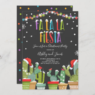 Fa La La Fiesta kerstparty Invitation Cactus Kaart