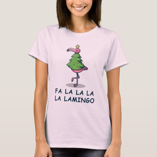 Fa La La flamingo kerst T-shirt (Voorkant)