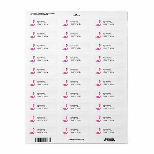 Fa la la Flamingo Vakantie Retouradres Label (Full Sheet)